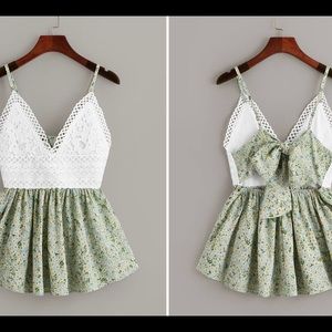 Floral Blouse with White knitting